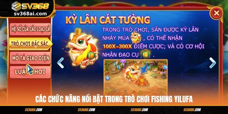Các chức năng nổi bật trong trò chơi Fishing Yilufa
