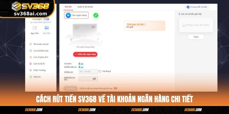 Cách rút tiền SV368 về tài khoản ngân hàng chi tiết