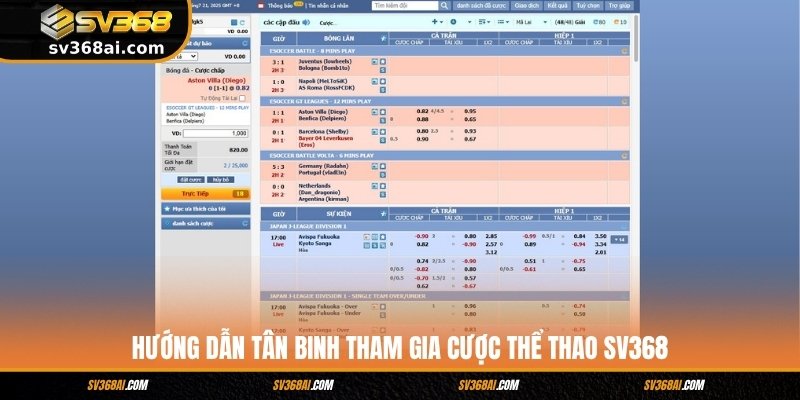 Hướng dẫn tân binh tham gia cược thể thao SV368